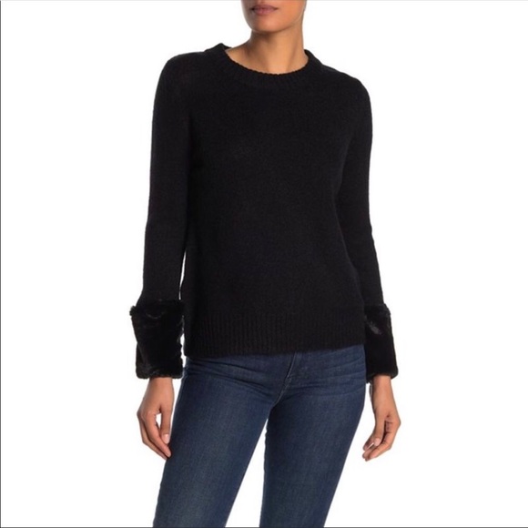 Catherine Malandrino Sweaters - NEW Catherine Malandrino Faux Fur Black Sweater XL